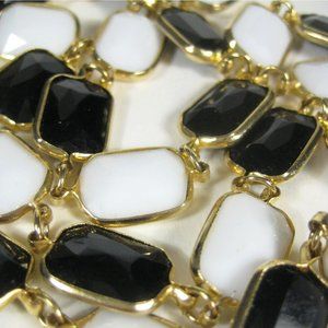 Plastic Beaded Necklace 32 inch Goldtone Chain Vintage 1980 1990 Strand Korea